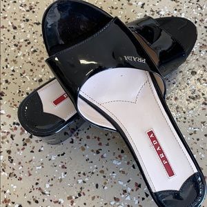 Prada NWT black patent slides